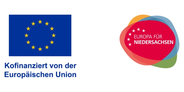 Logo „Kofinanziert von der Europäischen Union" und „Europa für Niedersachsen"